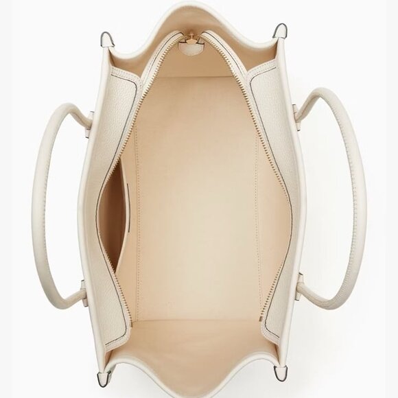 Kate Spade Women Parchment Embossed Logo Pebbled Leather Tote NWT 399$ - Ivory - Picture 6 of 7